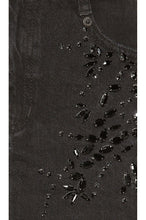 Load image into Gallery viewer, Free People Shine Bright Shine Far Crystal Beaded Black Denim Mini Skirt - Luxe Fashion Finds
