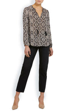 Load image into Gallery viewer, Joie Women's Calla B Silk V-Neck Paisley Print Boho Tassel Tie Black Ivory Blouse - S - Luxe Fashion Finds