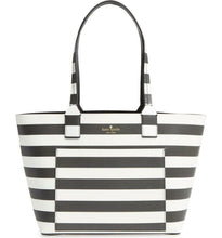 Load image into Gallery viewer, Kate Spade Jones Street Reversible Small Posey Leather Striped Open Top Tote Bag - Luxe Fashion Finds