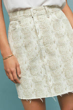 Load image into Gallery viewer, Paige Jamine Mini Skirt, Raw Hem White Denim, Sonoran Snake Print - Luxe Fashion Finds