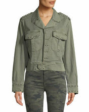 Load image into Gallery viewer, Hudson Women's Radar Military Silver Studded Cotton Khaki Cropped Jacket - M - Luxe Fashion Finds