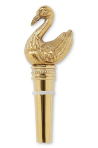 Anthropologie Metal Bottle Stopper - Gold Elegant Swan Decorative Wine Saver