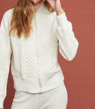Load image into Gallery viewer, Anthropologie Jacket Womens Large Off White Quilted Zip Mock Neck Cardigan
