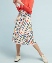 Load image into Gallery viewer, Anthropologie Skirt Womens 6  A-Line 50’s Midi Button Front Belted, Hutch