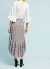 Load image into Gallery viewer, Anthropologie Skirt Womens Medium Petite Pink Midi Floral Chiffon Asymmetric Hem