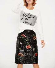 Load image into Gallery viewer, Anthropologie Women's A-Line Knee Length Floral Sequin Black Cocktail Skirt