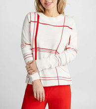 Load image into Gallery viewer, Equipment Women's Malin Crew Neck Merino Wool Red Graphic White Sweater, L