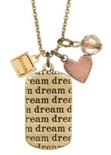 Load image into Gallery viewer, Foxy Originals “Dream” Confucius Mantra Brass Plated Pendant Necklace, Gold