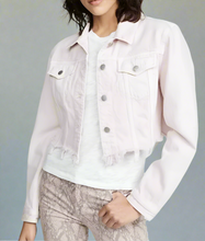 Load image into Gallery viewer, J Brand Jacket Womens Medium Trucker Oversized Cropped Pink Denim Raw Hem
