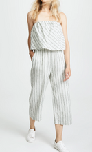 Load image into Gallery viewer, Joie Women’s Brogan Strapless Wide Leg Crop linen Striped Off White Jumpsuit, S