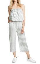 Load image into Gallery viewer, Joie Women’s Brogan Strapless Wide Leg Crop linen Striped Off White Jumpsuit, S
