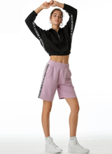 Load image into Gallery viewer, Juicy Couture Women's Cropped Sweatshirt Half Zip Raglan Black Fleece - Large