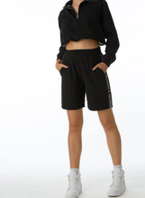 Load image into Gallery viewer, Juicy Couture Women's Cropped Sweatshirt Half Zip Raglan Black Fleece - Large