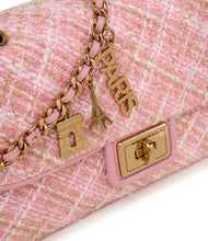Load image into Gallery viewer, Karl Lagerfeld Shoulder Bag Womens Pink Agyness Boucle Quilted Flap Turnlock