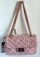 Load image into Gallery viewer, Karl Lagerfeld Shoulder Bag Womens Pink Agyness Boucle Quilted Flap Turnlock