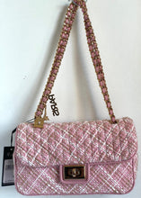 Load image into Gallery viewer, Karl Lagerfeld Shoulder Bag Womens Pink Agyness Boucle Quilted Flap Turnlock