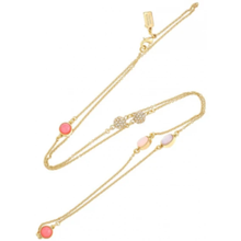 Load image into Gallery viewer, Kate Spade Necklace Womens Gold-Plated Long Blossom Scatter Pink Stone Crystal