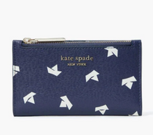 Load image into Gallery viewer, Kate Spade Wallet Womens Bifold ID Spencer Boats Slim Blue Vegan Leather, Box