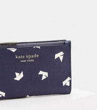 Load image into Gallery viewer, Kate Spade Wallet Womens Bifold ID Spencer Boats Slim Blue Vegan Leather, Box