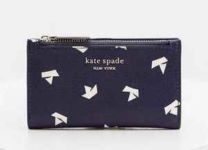 Kate Spade Wallet Womens Bifold ID Spencer Boats Slim Blue Vegan Leather, Box