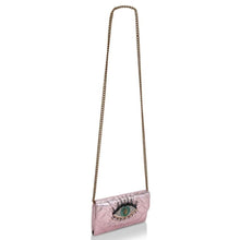 Load image into Gallery viewer, Kurt Geiger Clutch Womens Pink Kensington Eye Quilted Leather Wallet on a Chain