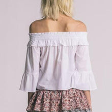 Load image into Gallery viewer, MISA Top Womens Small White Off Shoulder Alma Bell Sleeve Cotton Blouse