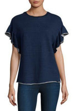 Load image into Gallery viewer, AG Goldschmied Women’s Bess Ruffle Sleeve A-Line Blue Terry Sweatshirt - Medium - Luxe Fashion Finds