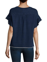 Load image into Gallery viewer, AG Goldschmied Women’s Bess Ruffle Sleeve A-Line Blue Terry Sweatshirt - Medium - Luxe Fashion Finds