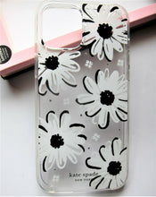 Load image into Gallery viewer, Kate Spade iPhone 12 12 Pro Case White Black Daisy Glitter Clear Hard Shell Cover