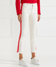 Load image into Gallery viewer, Mother Dazzler Racer Stripe Mid Rise Crop Jeans Womens 25 White Pant