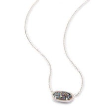 Load image into Gallery viewer, Kendra Scott Women’s Elisa Multi-Color Drusy Oval Pendant Rhodium Necklace