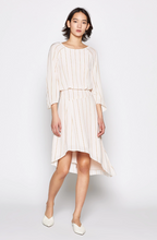 Load image into Gallery viewer, Joie Women’s Gabisa Pinstripe Blouson Asymmetric Hem Off White Dress - 6