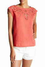 Load image into Gallery viewer, Joie Top Small Short Sleeve Lace Cotton Linen Eyelet Lace Women's Kinski