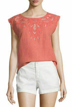Load image into Gallery viewer, Joie Top Small Short Sleeve Lace Cotton Linen Eyelet Lace Women's Kinski