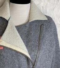 Load image into Gallery viewer, Anthropologie Women's Moto Asymmetric Zip Contrast Collar Grey Knit Jacket, S