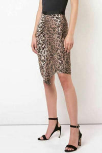 Joie Skirt 4 Leopard Print Women's Ornica Asymmetrical Draped Ruched