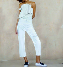 Load image into Gallery viewer, Mih Jeanne High-Rise Slim Boyfriend White Distressed Cropped Jeans - 27