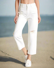 Load image into Gallery viewer, Mih Jeanne High-Rise Slim Boyfriend White Distressed Cropped Jeans - 27