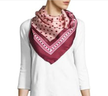 Load image into Gallery viewer, Kate Spade Women's Square Floral Moroccan Tile Silk 33 x 33in Pink Scarf