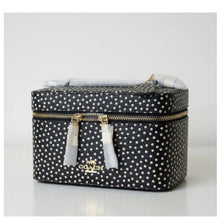 Load image into Gallery viewer, Coach Cosmetic Case CCF44 Black Leather Polka Dot Large Travel Zip