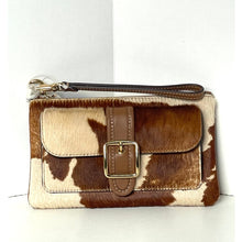 Load image into Gallery viewer, Coach Ashton Wristlet CDY07 Haircalf Cow Print Leather Clutch Brown F