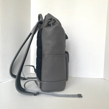 Load image into Gallery viewer, Coach League Flap Backpack CU072 Charcoal Gray Leather Laptop Bag Mens