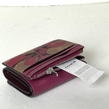 Load image into Gallery viewer, Coach CZ447 Double Card Holder Red Bow Signature Canvas Mini Wallet