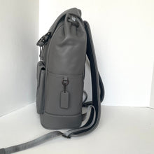 Load image into Gallery viewer, Coach League Flap Backpack CU072 Charcoal Gray Leather Laptop Bag Mens