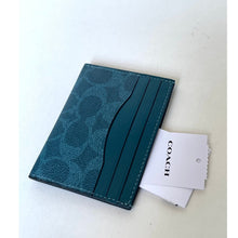 Load image into Gallery viewer, Coach CW366 Aquamarine Signature Canvas ID Card Case