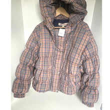 Load image into Gallery viewer, Free People Party Of One Plaid Hooded Puffer Jacket L