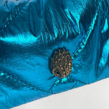 Load image into Gallery viewer, Kurt Geiger Eagle Head Quilted Metallic Blue Nylon Crossbody Bag Small Pouch
