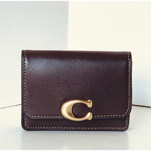 Load image into Gallery viewer, Coach Bandit Card Case CH825 Maple Brown Calf Leather Brass Mini Wallet