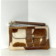 Load image into Gallery viewer, Coach Ashton Wristlet CDY07 Haircalf Cow Print Leather Clutch Brown A