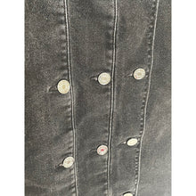 Load image into Gallery viewer, Sandro Black Denim Pencil Midi Skirt Silver-Tone Button Embellishments 8/40